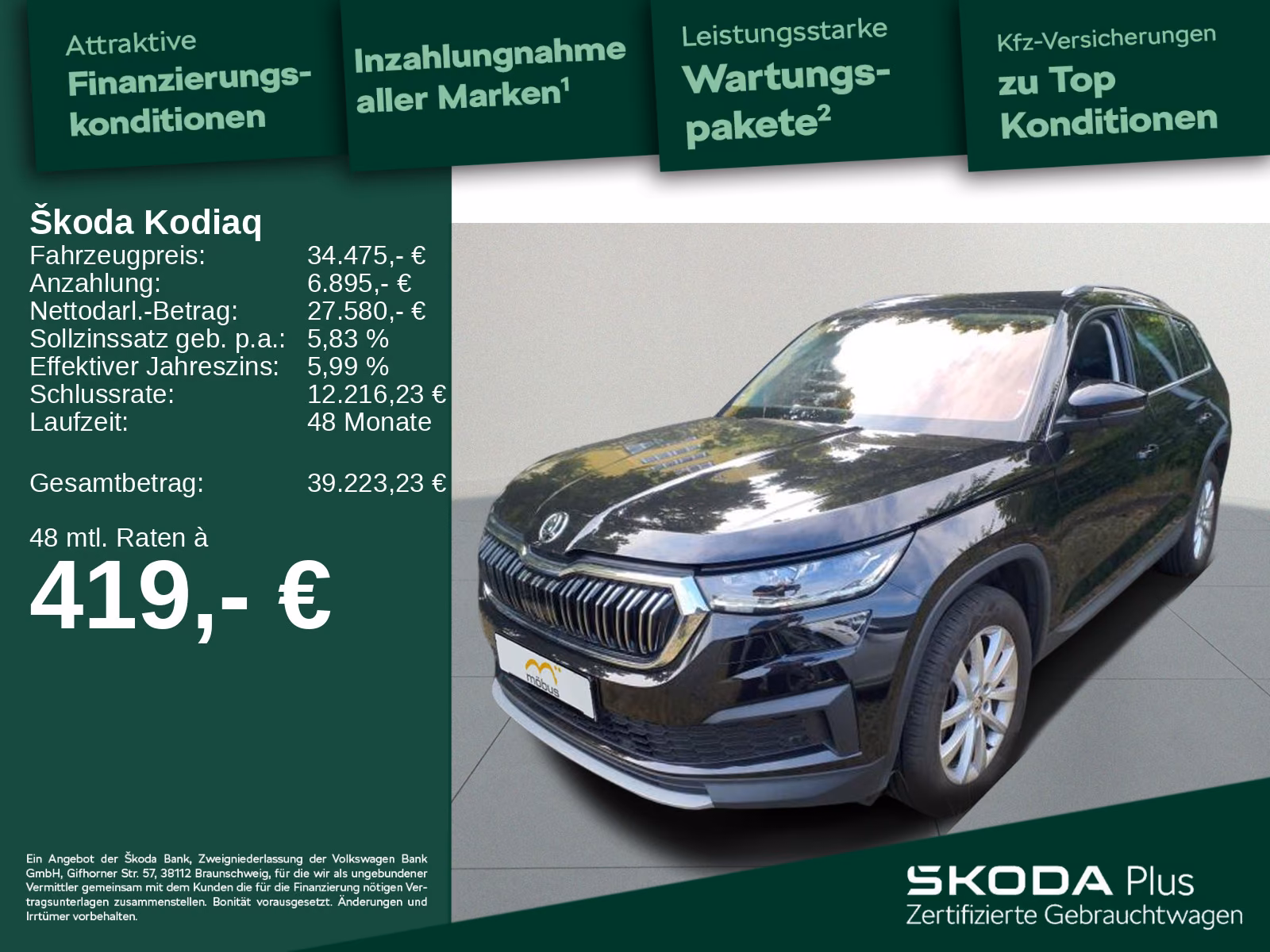 Skoda Kodiaq 2023 г. Чёрный, пробег 57792 км