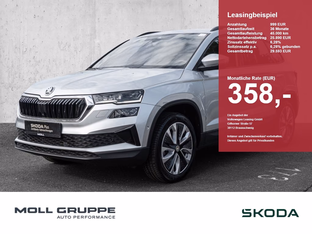 Skoda Karoq 2022 г. Серебристый, пробег 53554 км