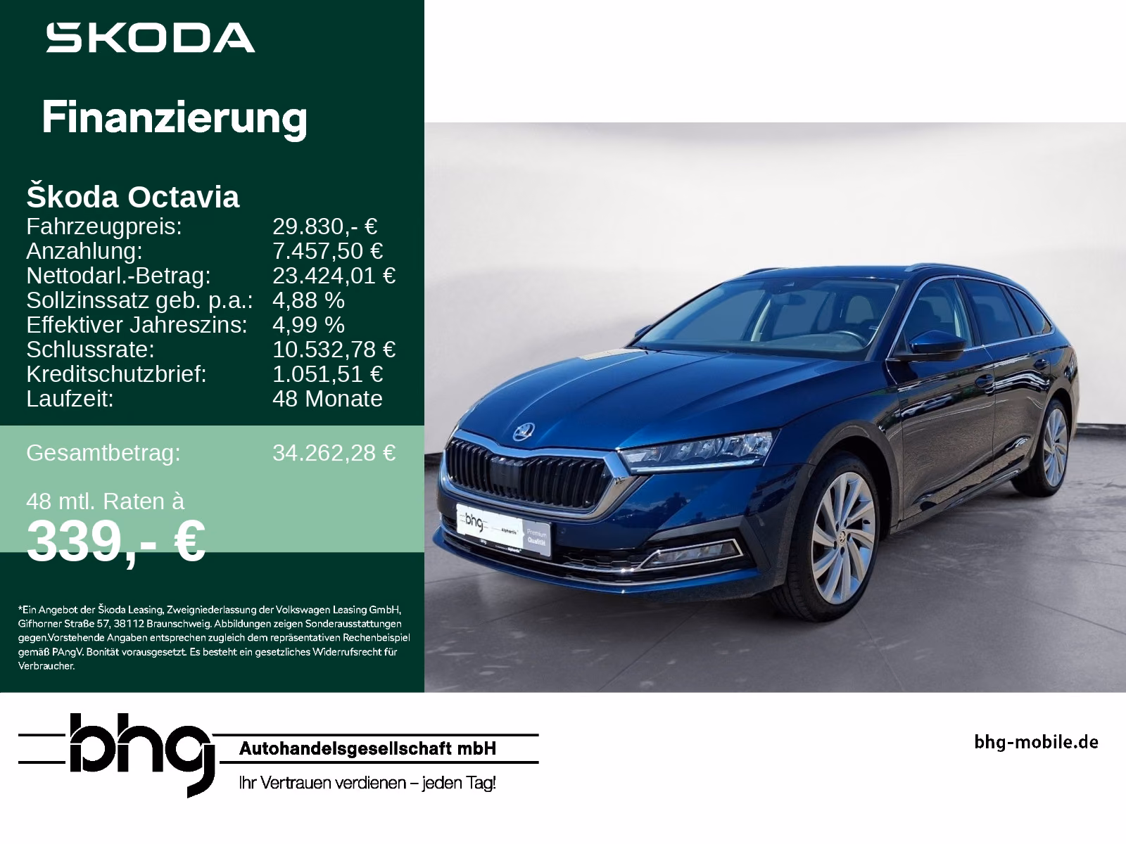 Skoda Octavia 2023 г. Синий, пробег 56768 км