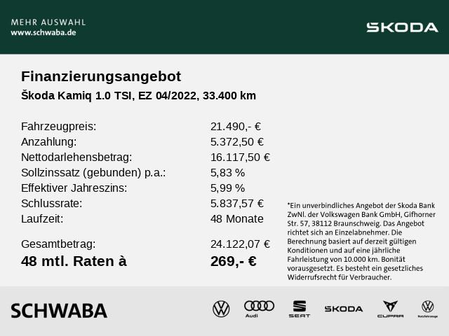 Skoda Kamiq 2022 г. Чёрный, пробег 33400 км