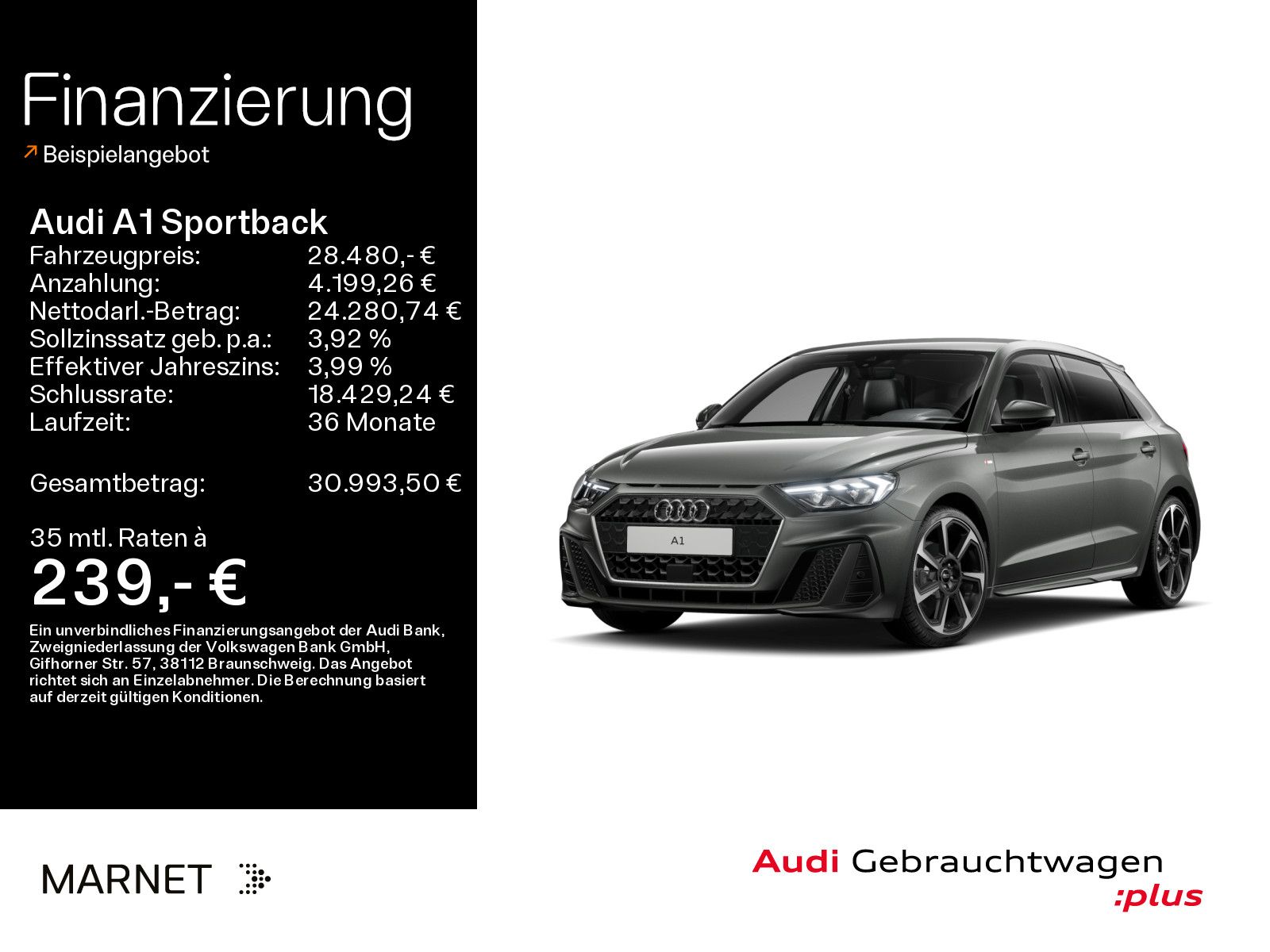 Audi A1 2025 г. Серый, пробег 5328 км