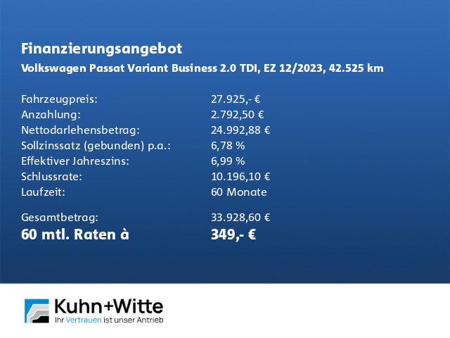 Volkswagen PASSAT VARIANT 2023 г. Чёрный, пробег 42525 км