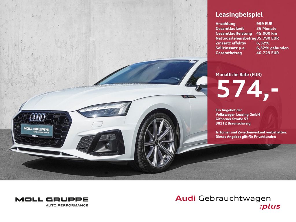 Audi A5 2022 г. Белый, пробег 38732 км