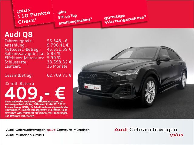 Audi Q8 2023 г. Чёрный, пробег 51787 км