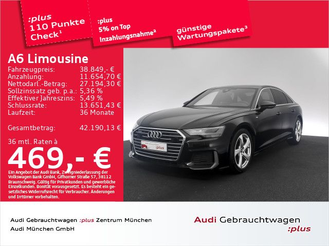 Audi A6 2023 г. Чёрный, пробег 55657 км