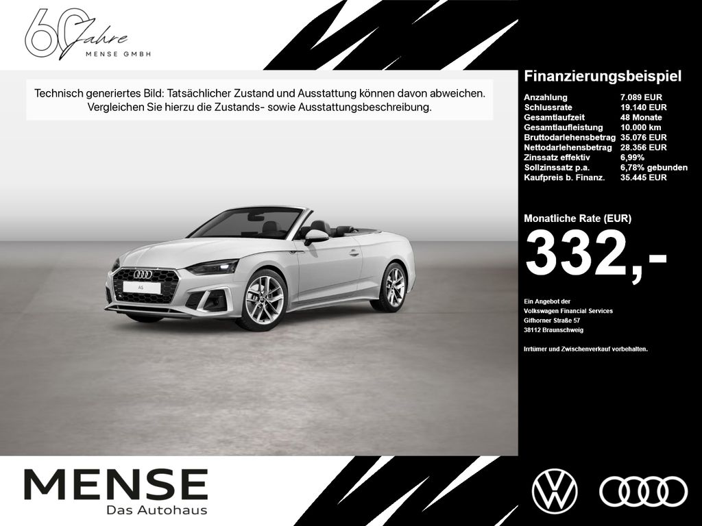 Audi A5 2023 г. Белый, пробег 56955 км