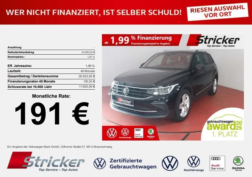 Volkswagen Tiguan 2022 г. Чёрный, пробег 47881 км