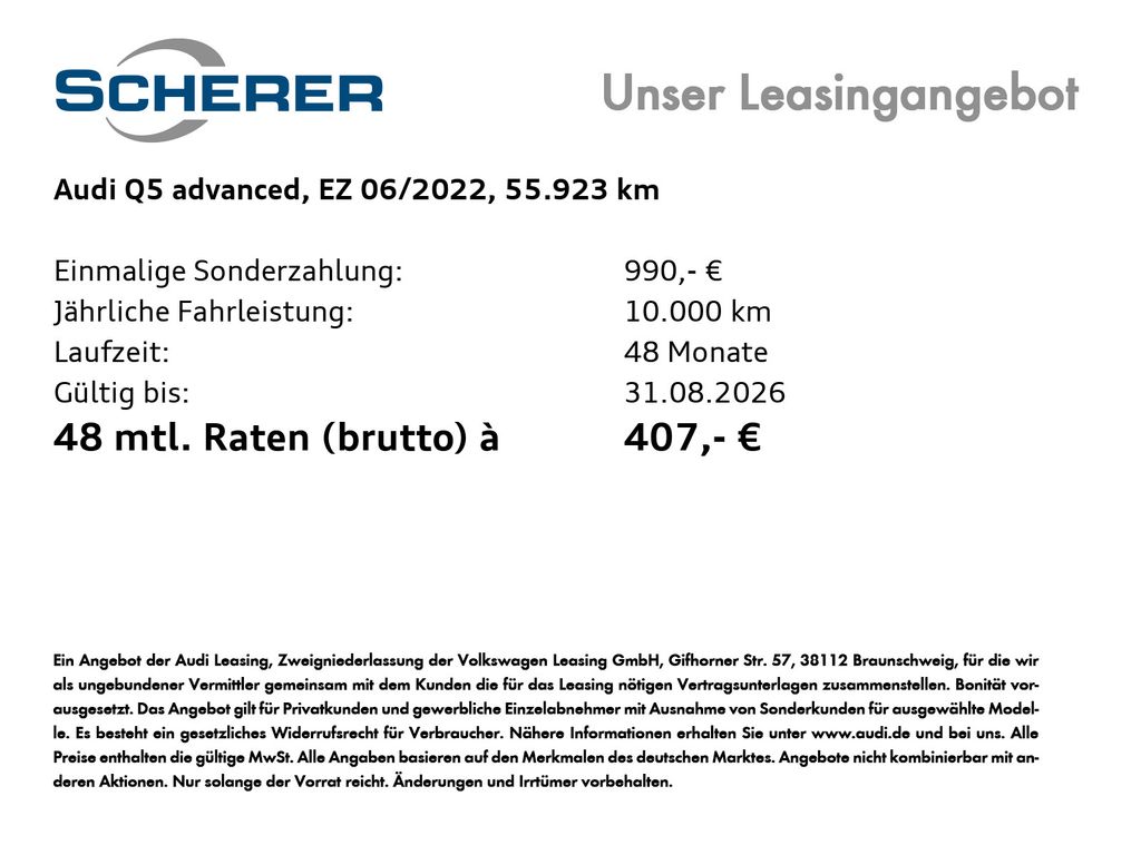 Audi Q5 2022 г. Серый, пробег 55923 км
