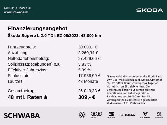 Skoda Superb 2023 г. Чёрный, пробег 48000 км