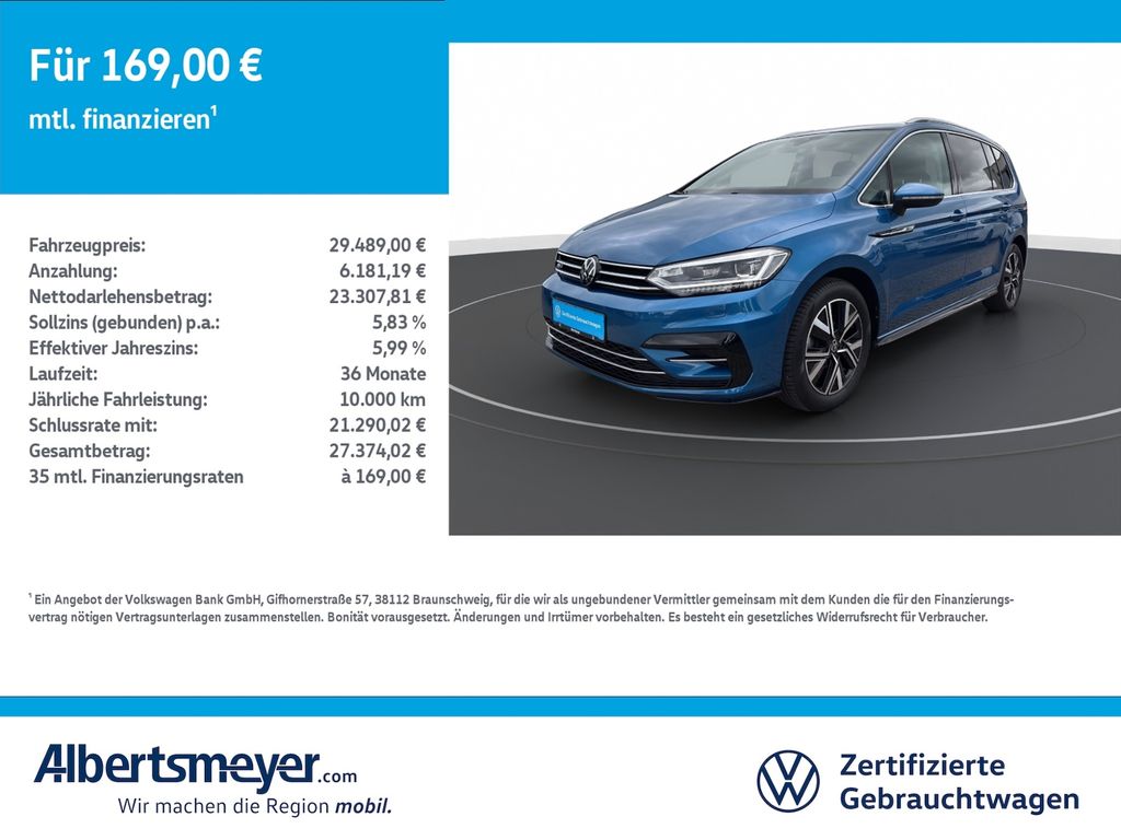 Volkswagen Touran 2023 г. Синий, пробег 57408 км