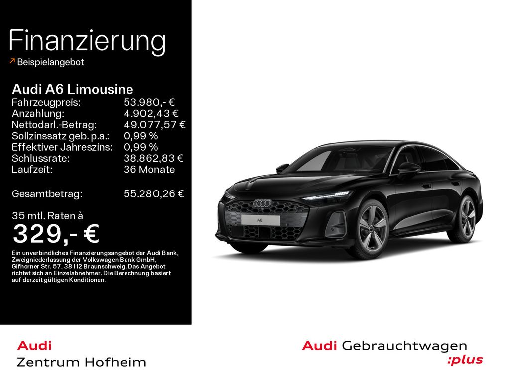 Audi A6 2025 г. Чёрный, пробег 29818 км