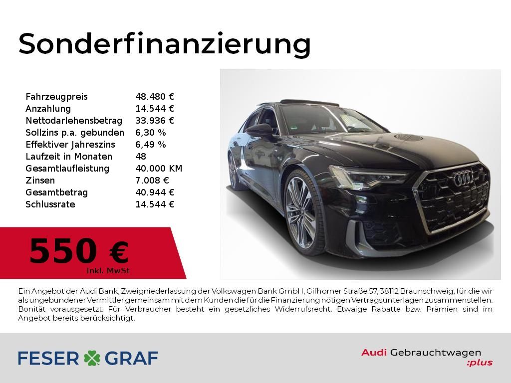 Audi A6 2024 г. Чёрный, пробег 26300 км