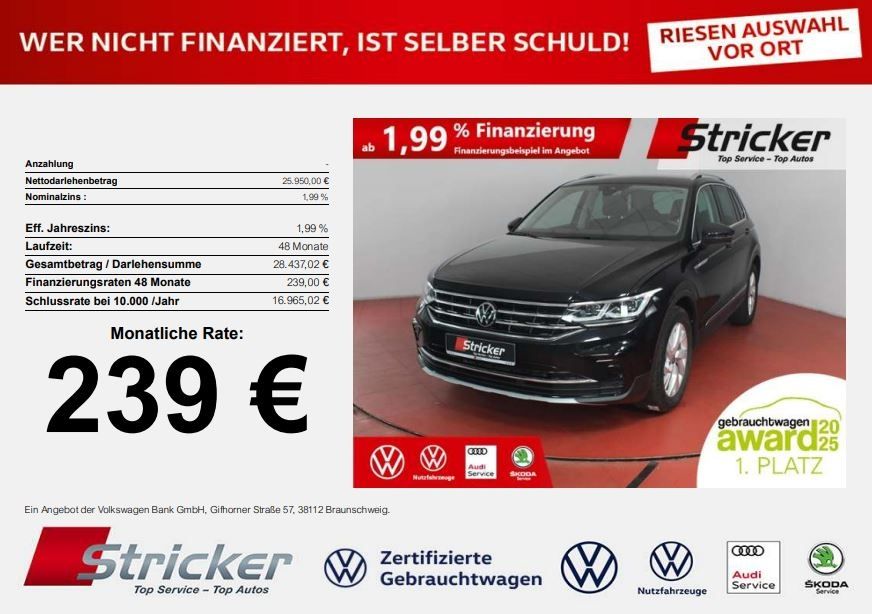 Volkswagen Tiguan 2023 г. Чёрный, пробег 29672 км