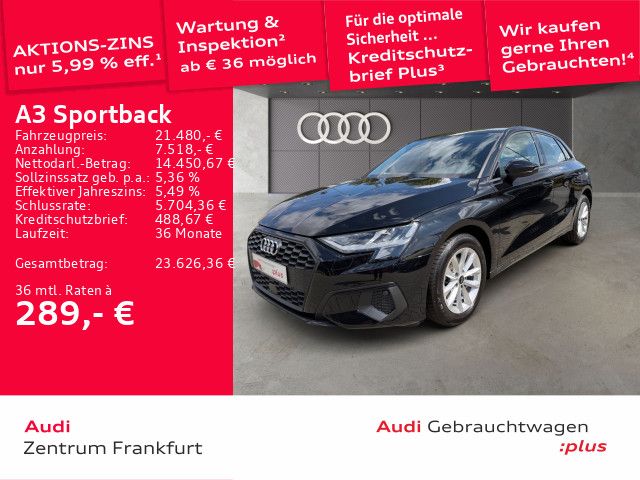 Audi A3 2023 г. Чёрный, пробег 42698 км