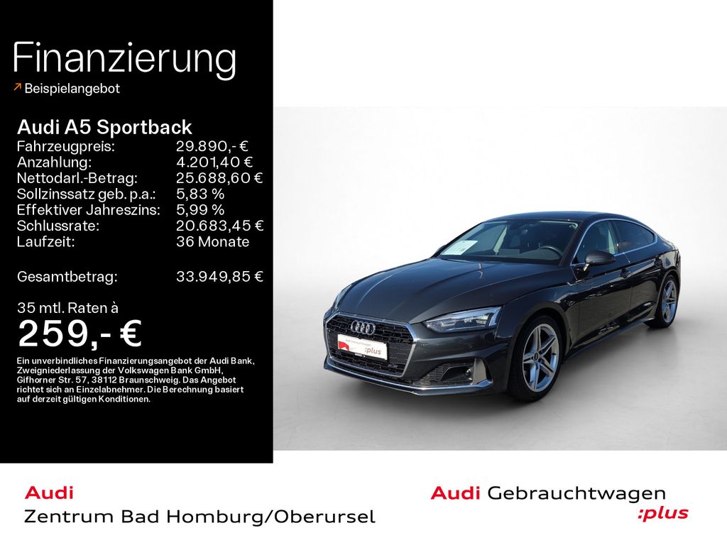 Audi A5 2023 г. Серый, пробег 56396 км