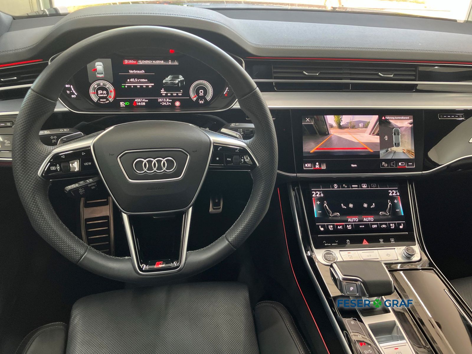 Audi A8 2023 г. Чёрный, пробег 40609 км