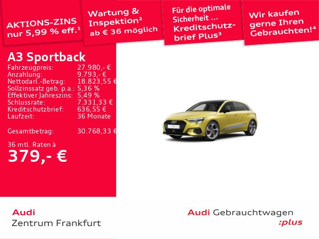 Audi A3 2022 г. Жёлтый, пробег 34525 км