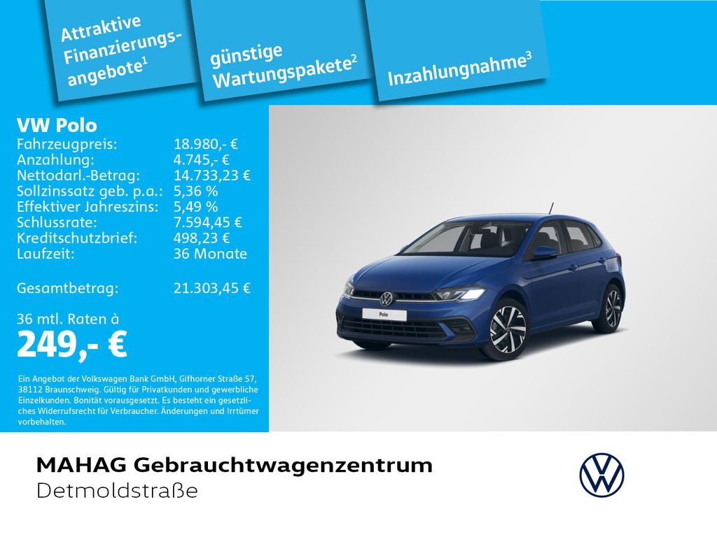 Volkswagen Polo 2024 г. Синий, пробег 45944 км