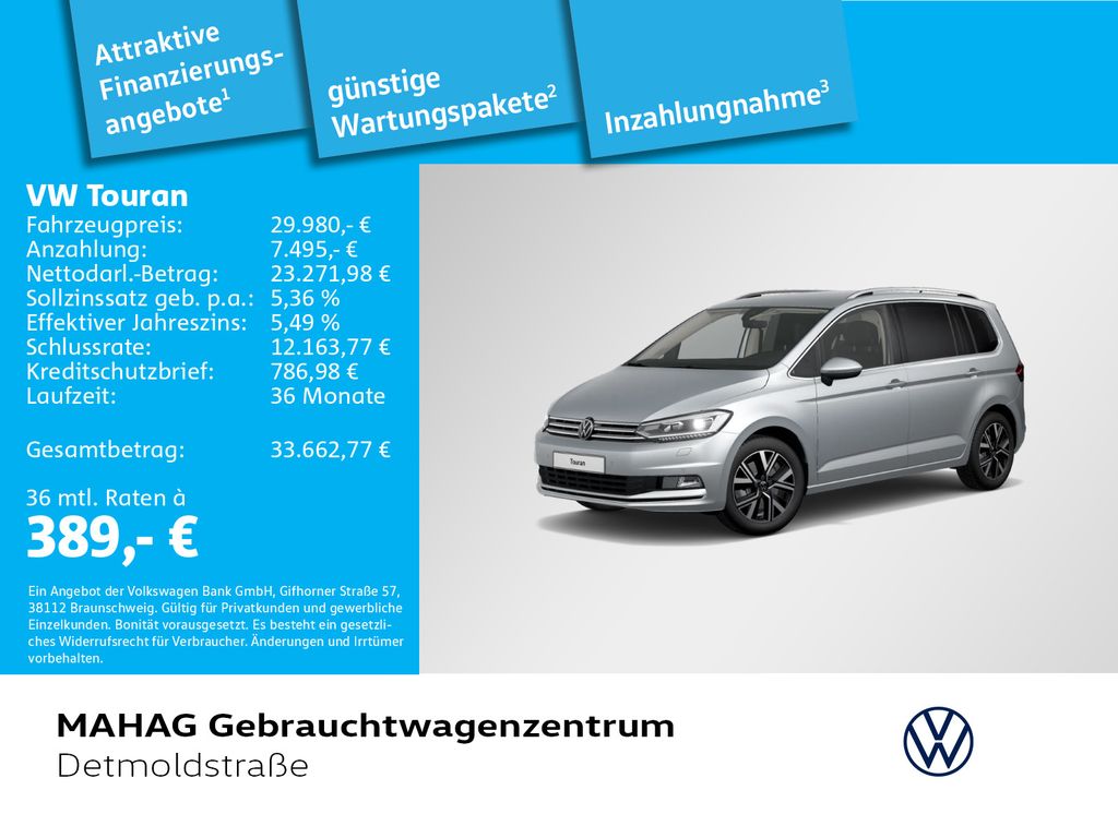 Volkswagen Touran 2023 г. Серебристый, пробег 44944 км