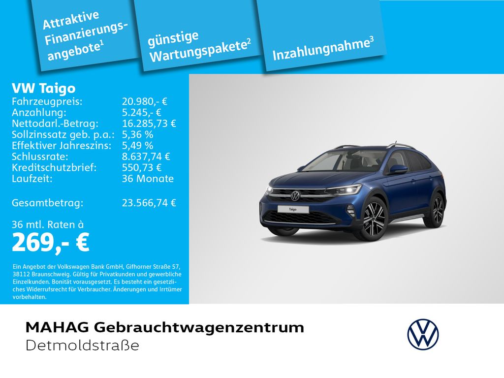 Volkswagen Taigo 2023 г. Синий, пробег 54588 км