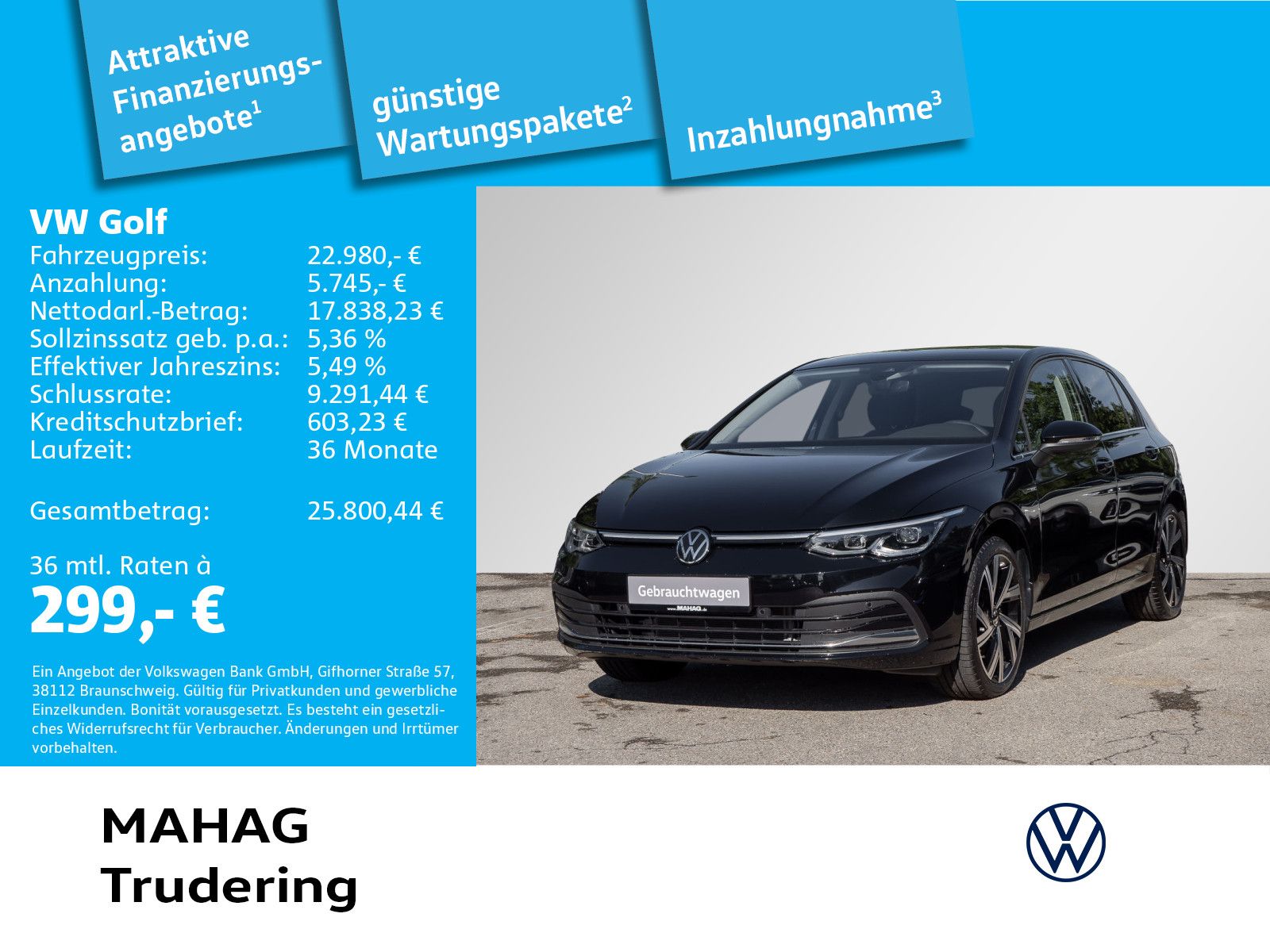 Volkswagen Golf 2023 г. Чёрный, пробег 27762 км