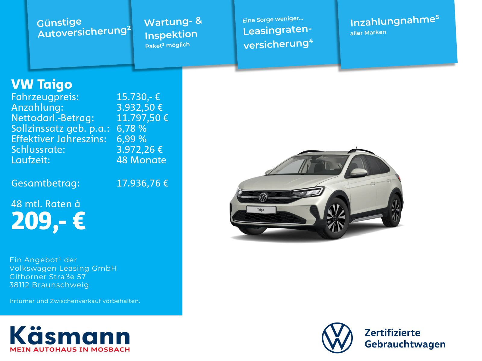 Volkswagen Taigo 2022 г. Серый, пробег 21334 км