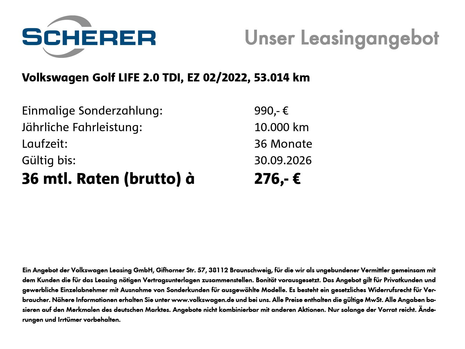 Volkswagen Golf 2022 г. Белый, пробег 53014 км