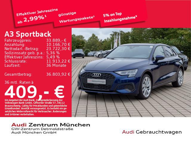 Audi A3 2024 г. Синий, пробег 28066 км