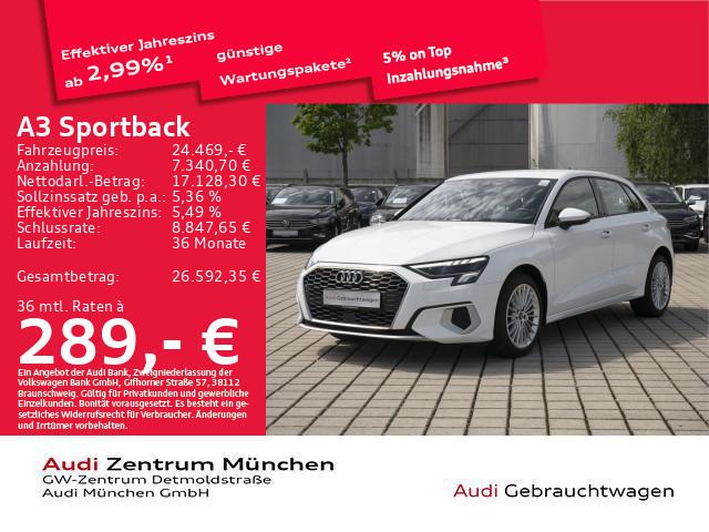 Audi A3 2023 г. Белый, пробег 35833 км