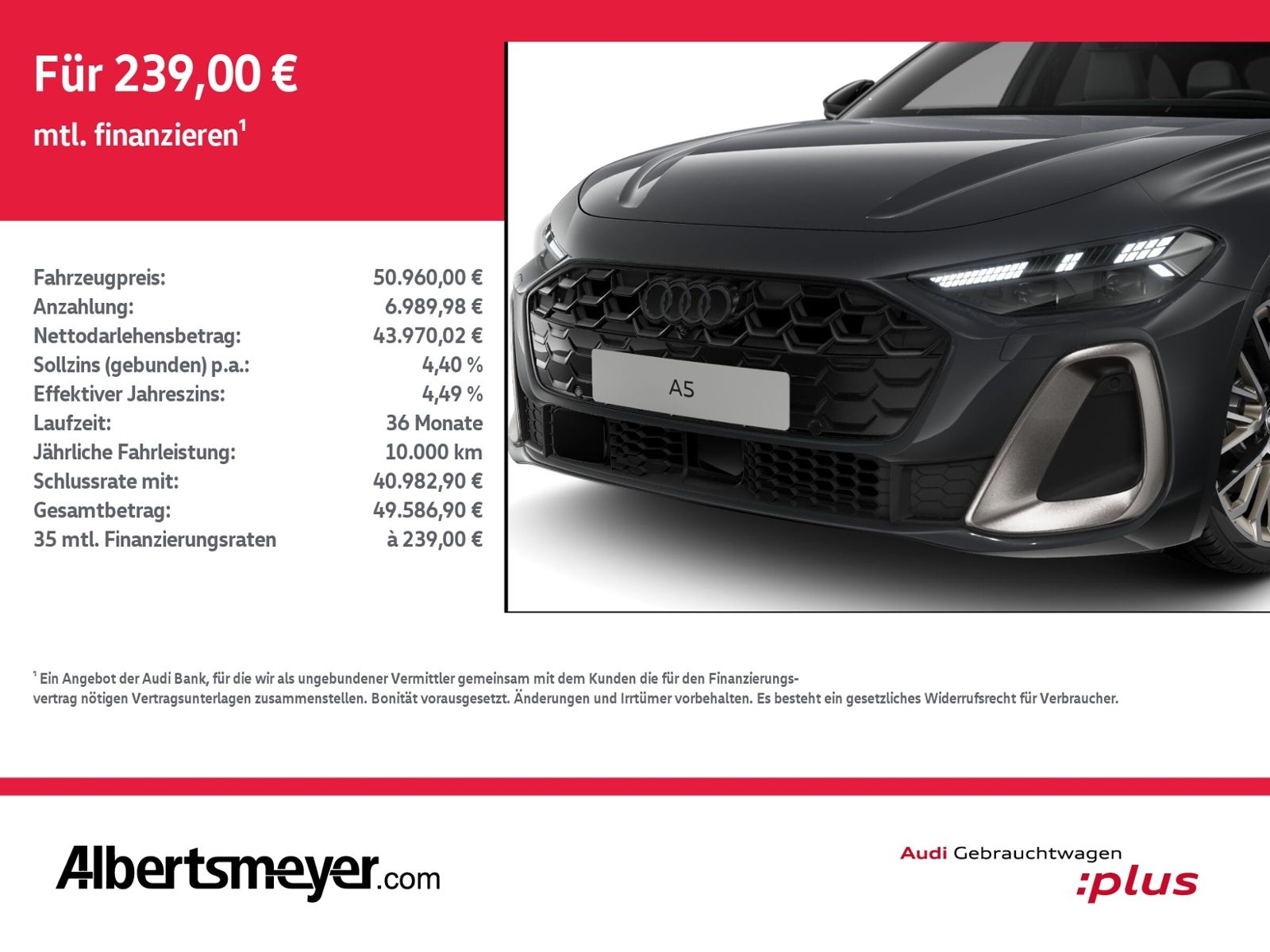 Audi A5 2026 г. Серый, пробег 15579 км