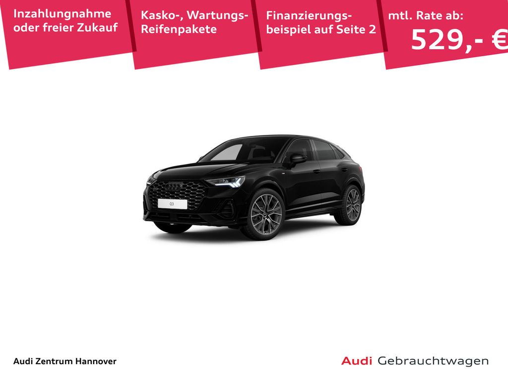 Audi Q3 2023 г. Чёрный, пробег 44953 км