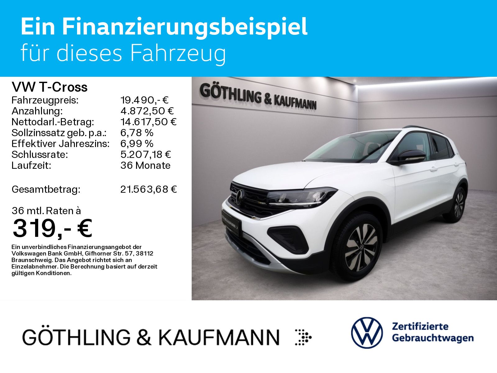Volkswagen T-Cross 2024 г. Белый, пробег 16304 км