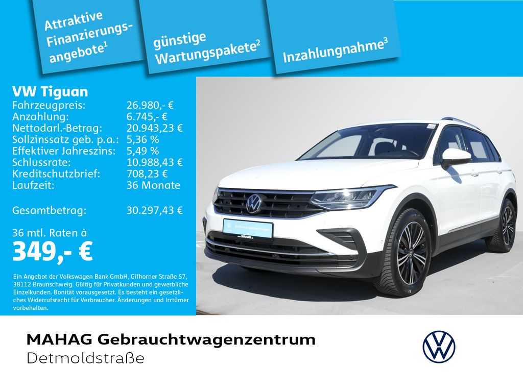 Volkswagen Tiguan 2022 г. Белый, пробег 59965 км