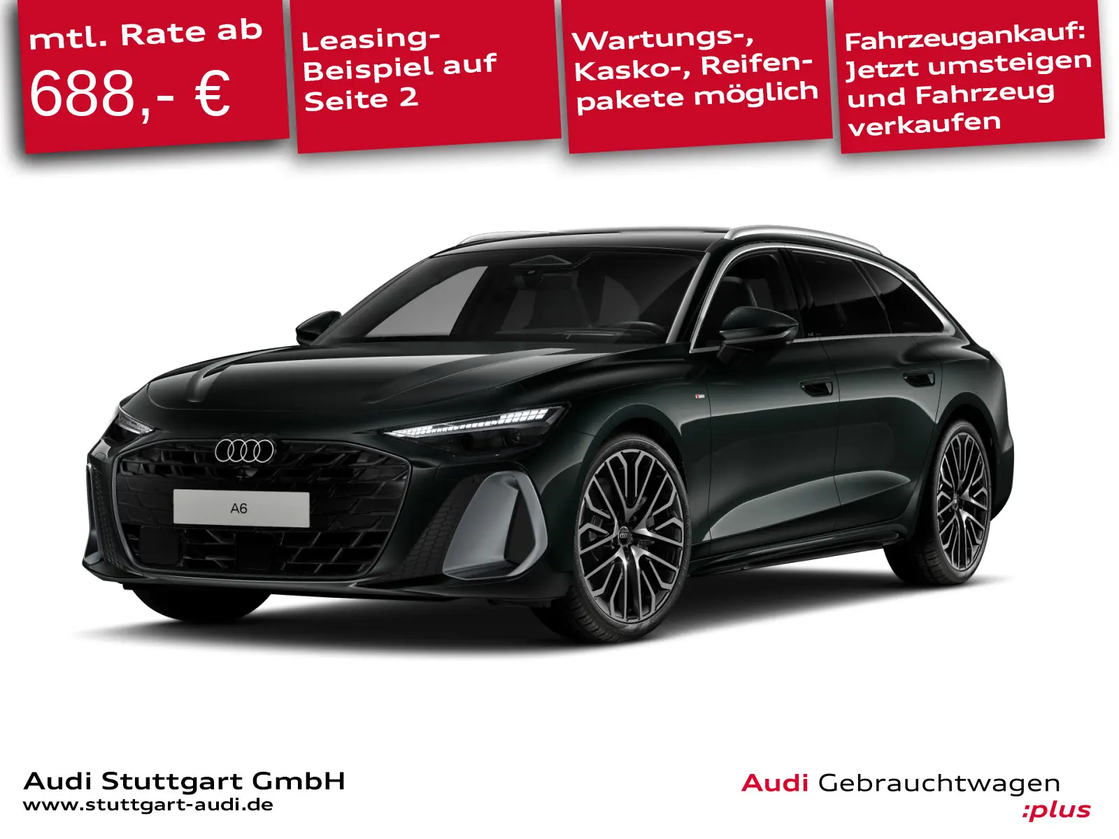 Audi A6 2025 г. Зелёный, пробег 5396 км