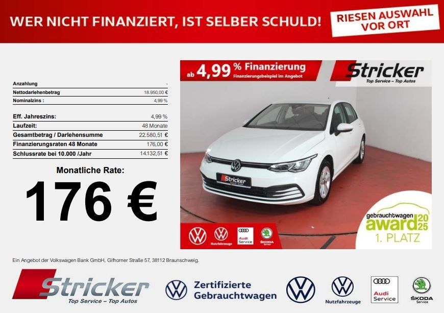 Volkswagen Golf 2024 г. Белый, пробег 47438 км