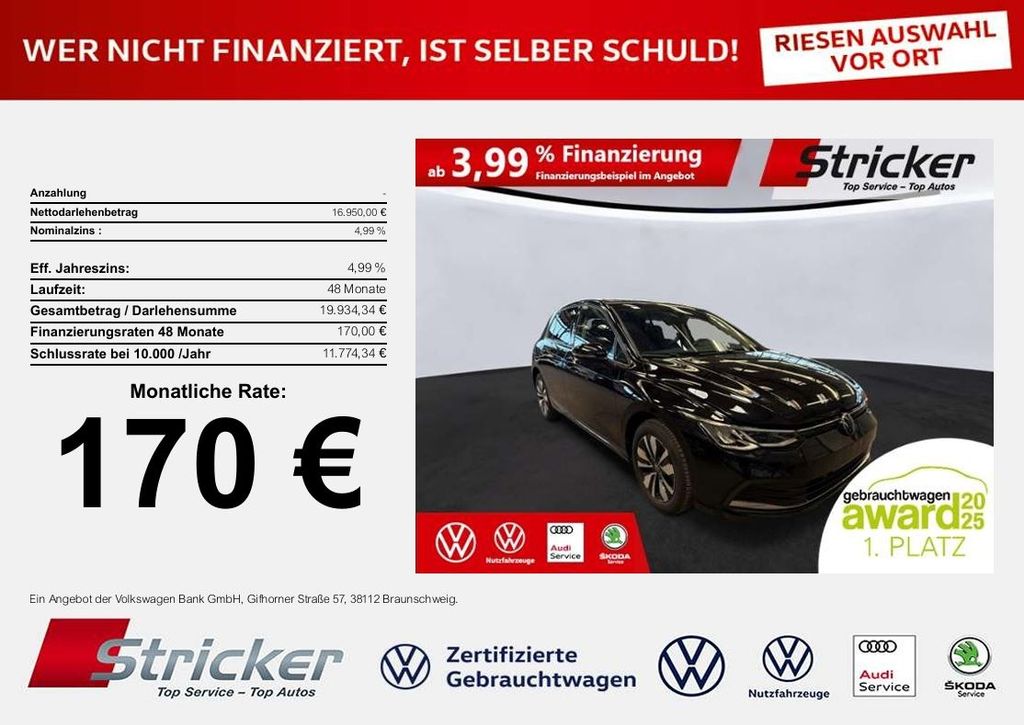 Volkswagen Golf 2023 г. Чёрный, пробег 52108 км