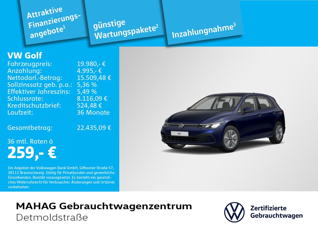 Volkswagen Golf 2023 г. Синий, пробег 46332 км