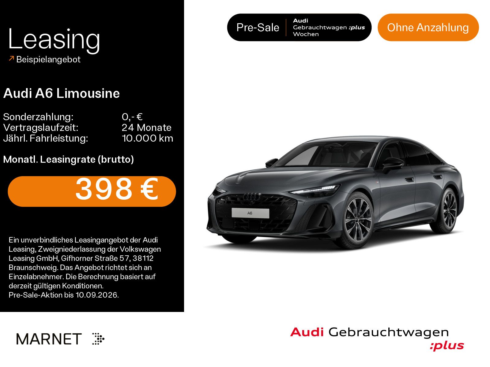 Audi A6 2026 г. Серый, пробег 28798 км