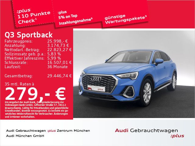 Audi Q3 2022 г. Синий, пробег 59139 км