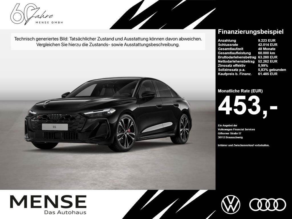 Audi S5 2025 г. Чёрный, пробег 19199 км