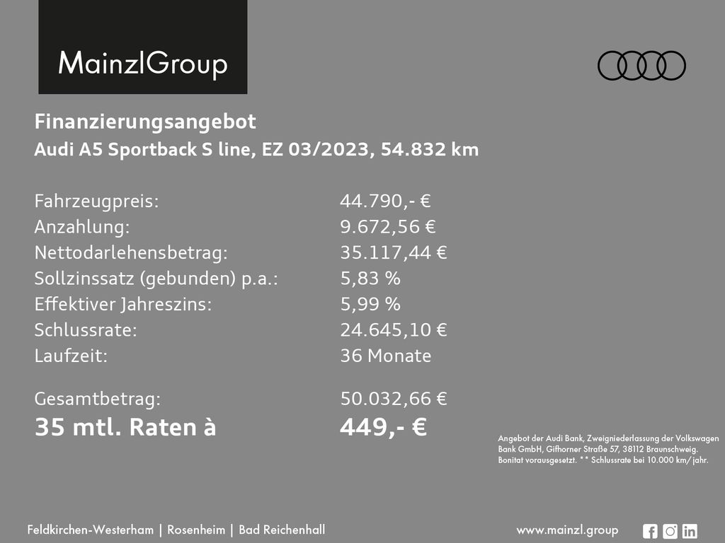 Audi A5 2023 г. Зелёный, пробег 54832 км