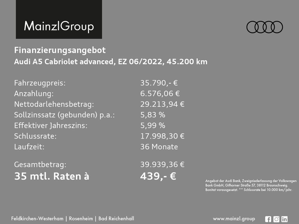 Audi A5 2022 г. Зелёный, пробег 45200 км