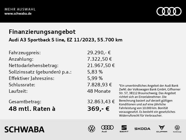 Audi A3 2023 г. Серый, пробег 55700 км