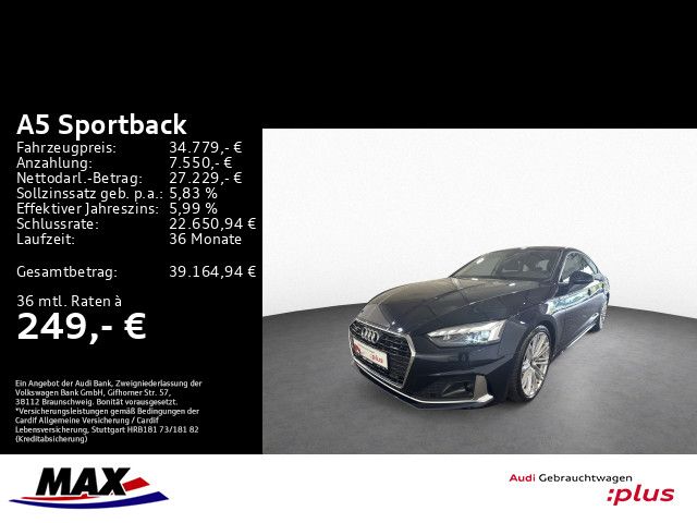 Audi A5 2022 г. Синий, пробег 35800 км