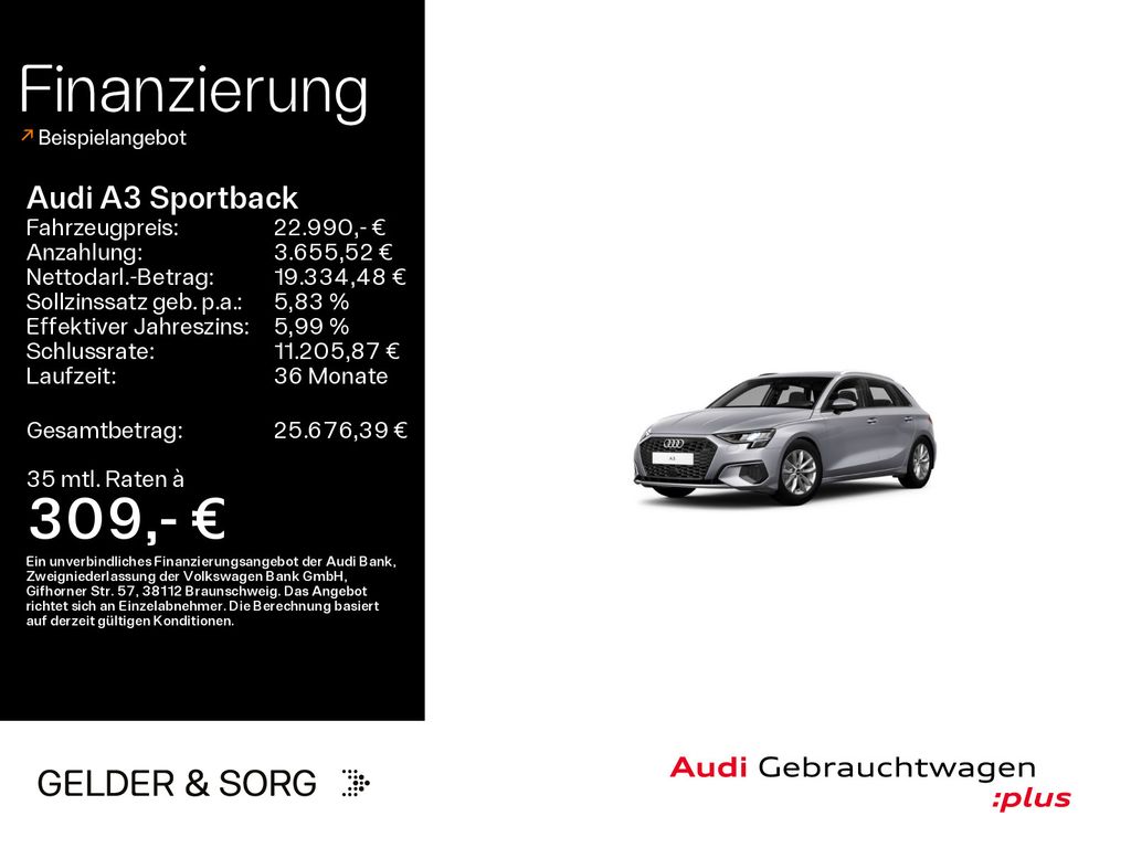 Audi A3 2022 г. Серебристый, пробег 35742 км
