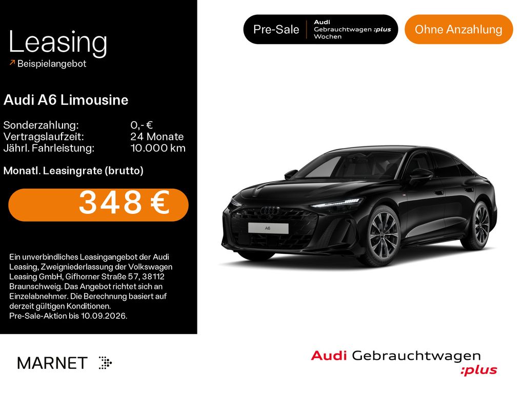 Audi A6 2026 г. Чёрный, пробег 28428 км
