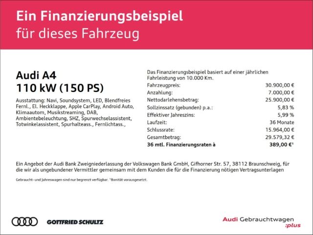 Audi A4 2024 г. Чёрный, пробег 36253 км