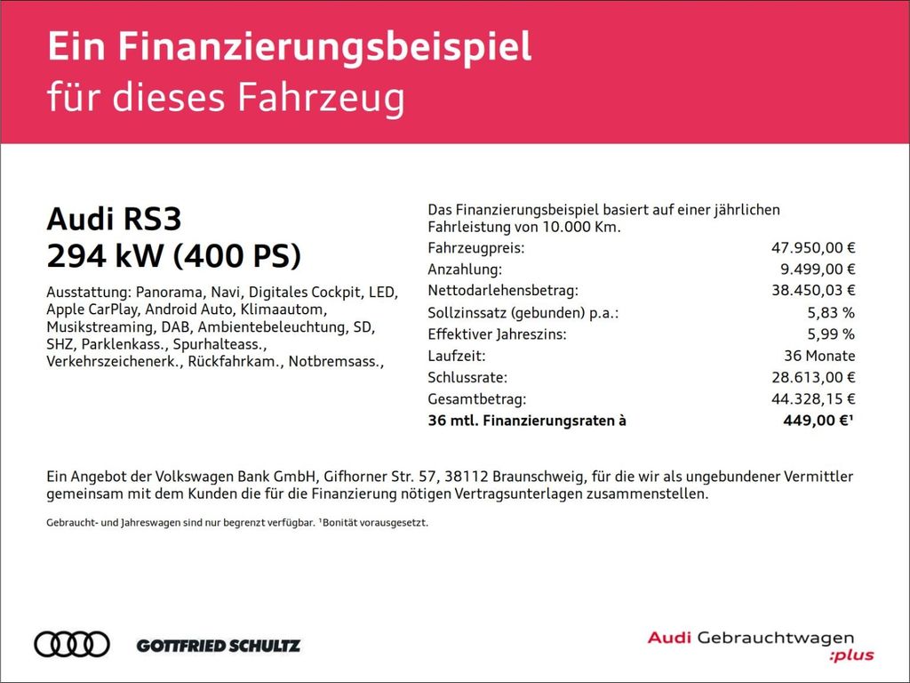 Audi RS3 2023 г. Серый, пробег 31701 км