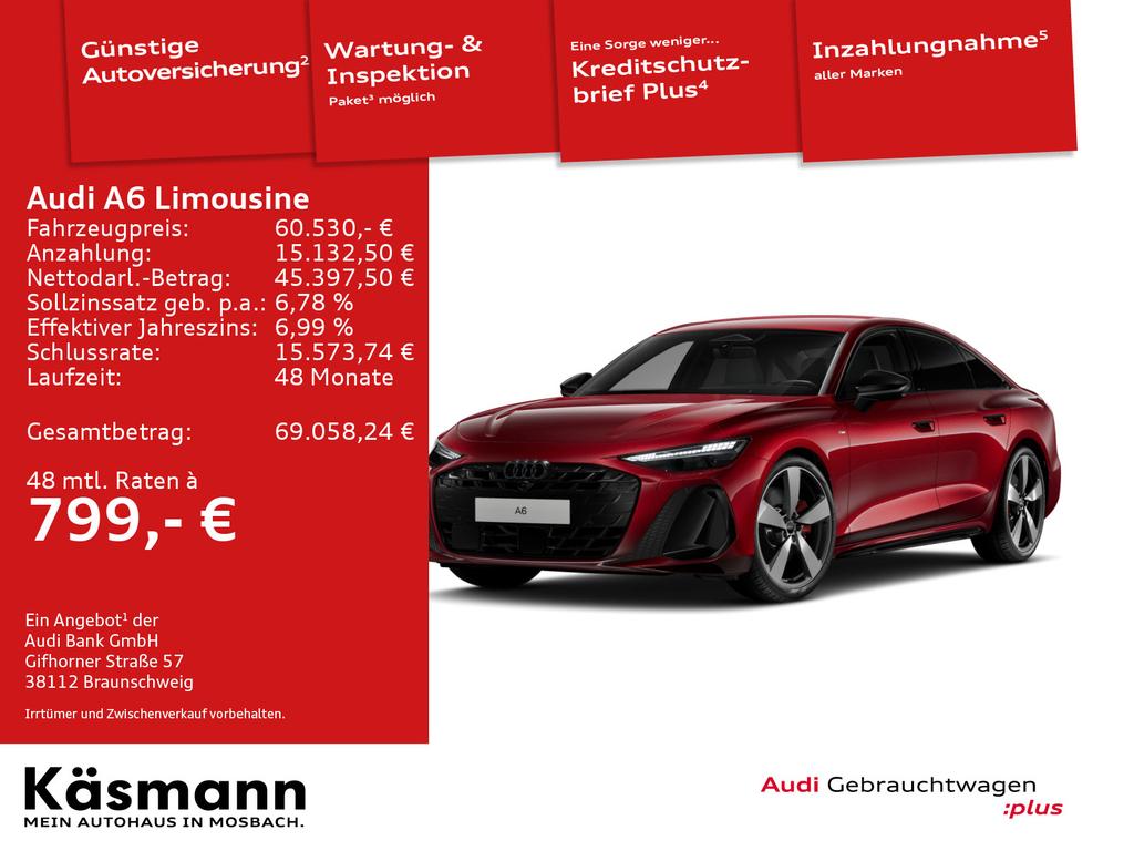 Audi A6 2025 г. Красный, пробег 9264 км