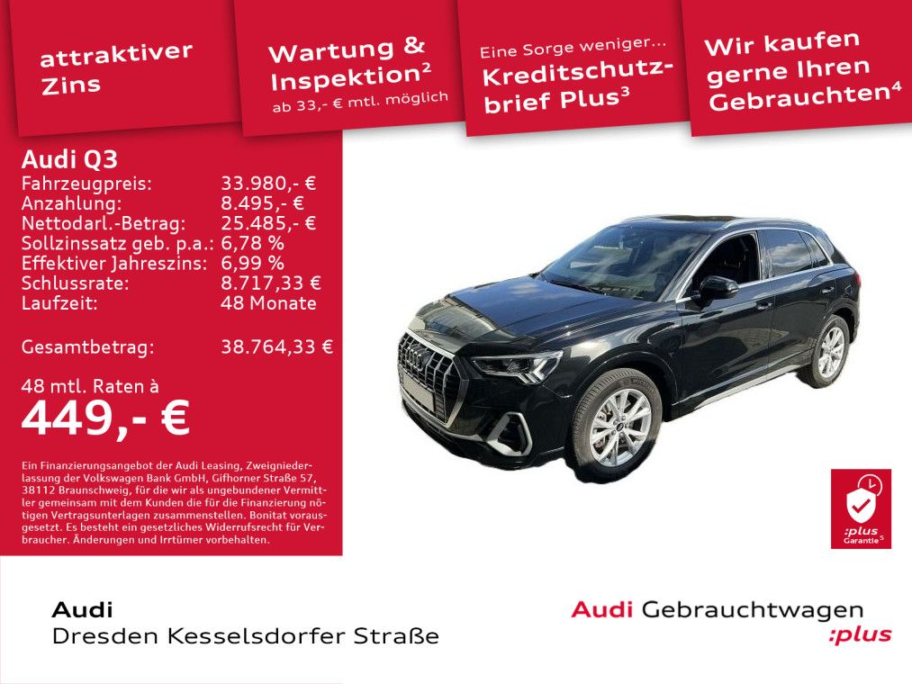 Audi Q3 2022 г. Чёрный, пробег 40352 км